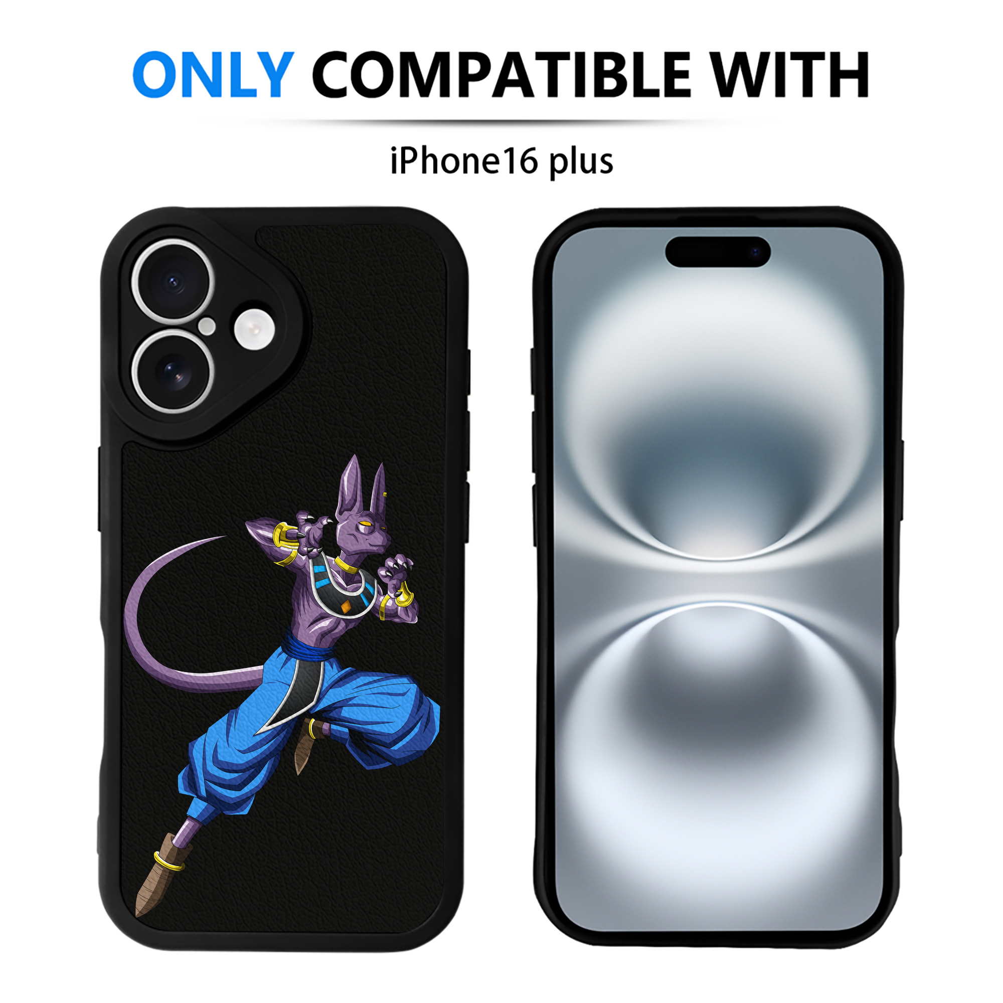 （画像用） ドラゴンボール ビルス 破壊神ビルス DRAGON BALL Beerus Birusu 【iPhone 16シリーズ対応】シリコンスマホケース（レザー調） 材質：シリコン